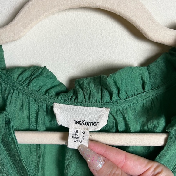 TheKorner Green Cottage Core Blouse Large - Picture 4 of 6